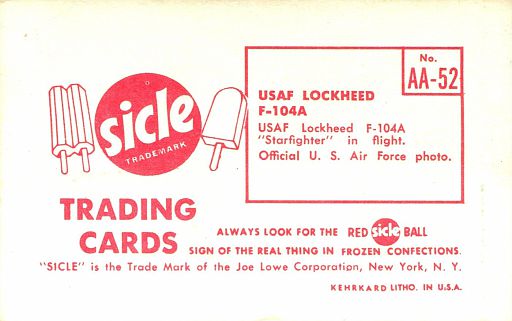 1959 Sicle Trading Cards AIRPLANES CURTIS P-40 Rare! 